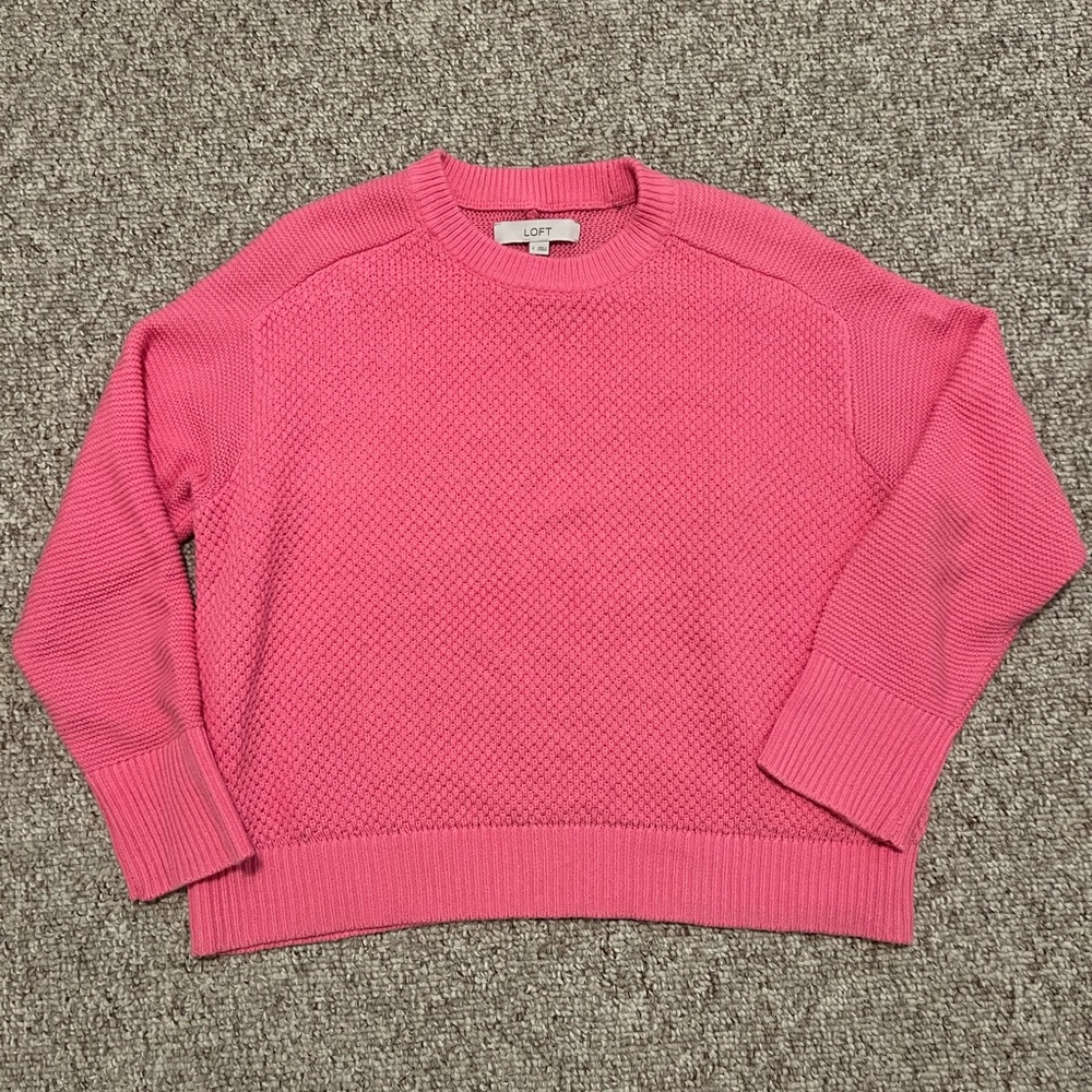LOFT Vibrant Pink Crew Neck Sweater